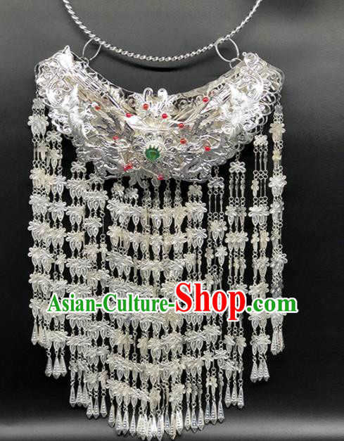 Chinese Handmade Traditional Miao Nationality Luxury Tassel Necklace Ethnic Wedding Bride Accessories for Women