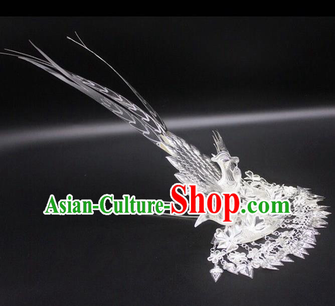 Chinese Traditional Handmade Miao Nationality Phoenix Tassel Hairpins Ethnic Wedding Hair Accessories for Women