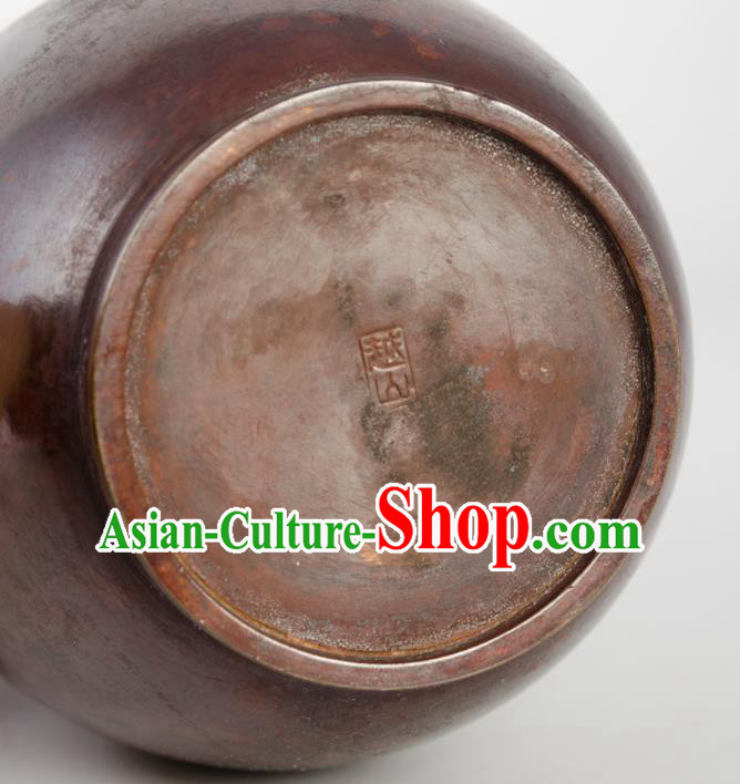 Chinese Handmade Bronze Vase Traditional Red Copper Flask Craft Decoration