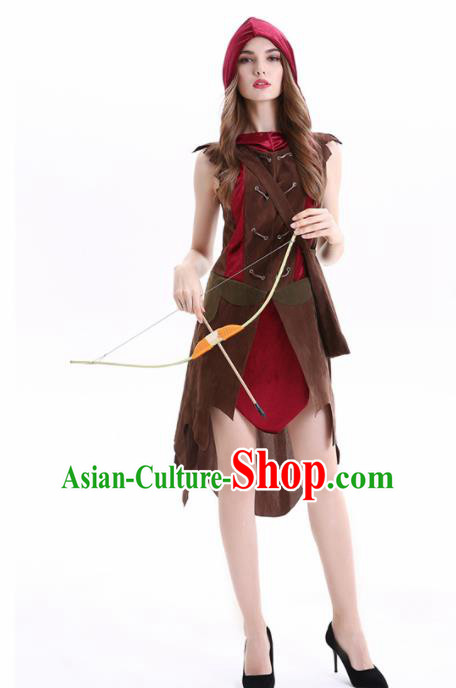 Traditional Europe Middle Ages Hunter Dress Halloween Cosplay Stage Performance Costume for Women
