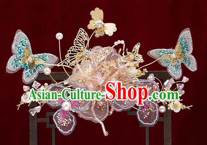 Chinese Traditional Bride Hair Crown Handmade Hairpins Wedding Hair Accessories Complete Set for Women