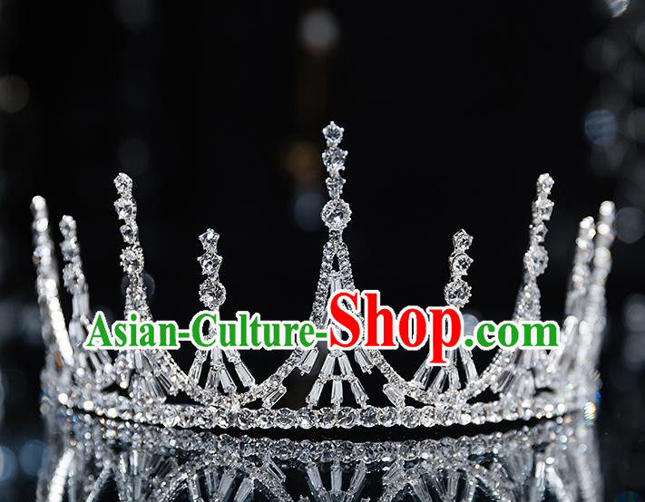 Top Grade Bride Zircon Beads Royal Crown Wedding Hair Accessories for Women