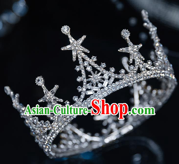 Top Grade Bride Zircon Stars Royal Crown Wedding Hair Accessories for Women