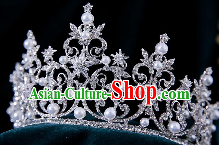 Top Grade Zircon Hexagram Princess Royal Crown Wedding Bride Hair Accessories for Women