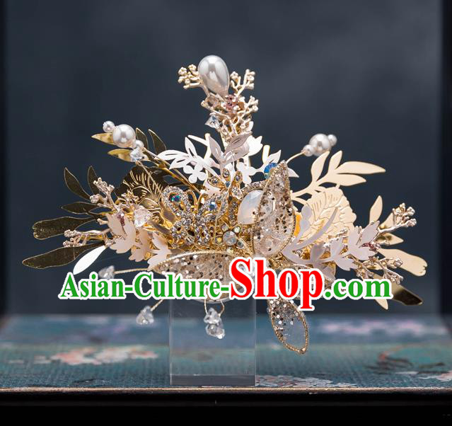 Chinese Traditional Butterfly Hair Comb Bride Handmade Tassel Hairpins Wedding Hair Accessories Complete Set for Women
