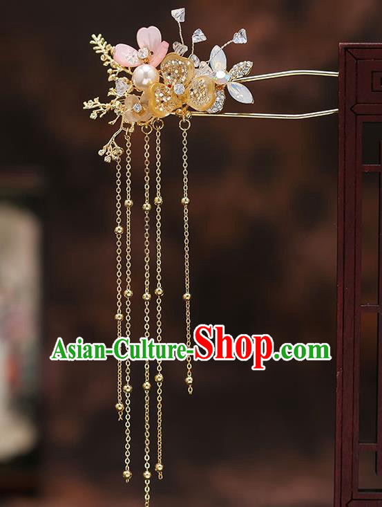 Chinese Traditional Opal Hair Comb Bride Handmade Tassel Hairpins Wedding Hair Accessories Complete Set for Women