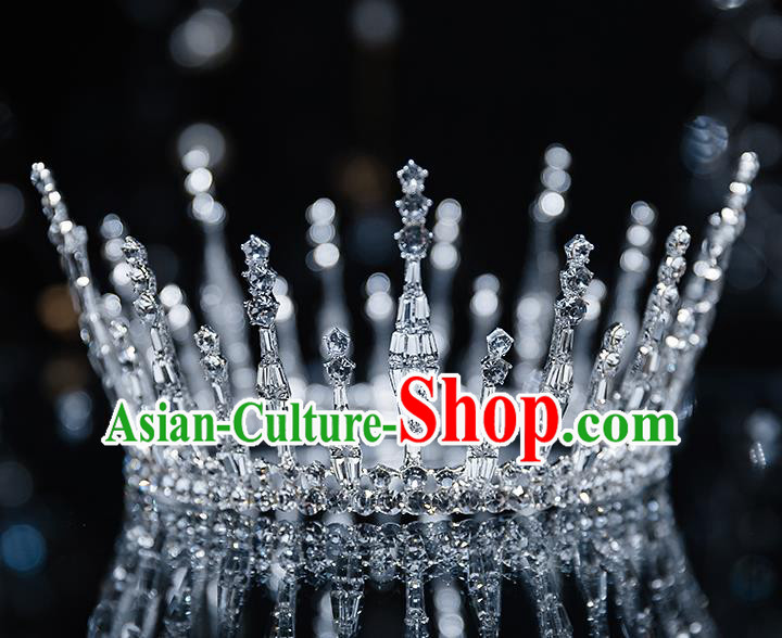 Top Grade Bride Zircon Round Royal Crown Wedding Hair Accessories for Women