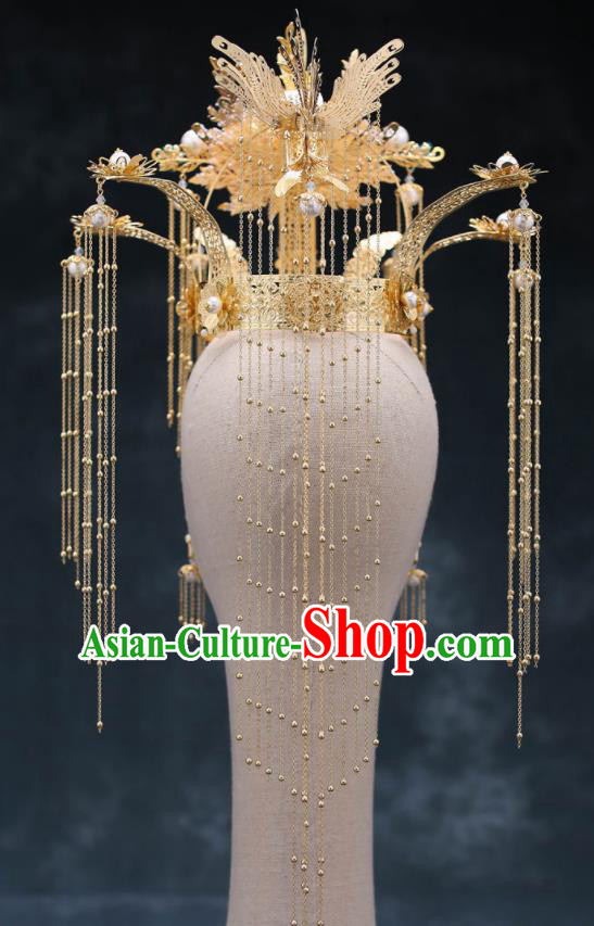 Chinese Traditional Wedding Phoenix Coronet Bride Handmade Tassel Hairpins Hair Accessories Complete Set for Women