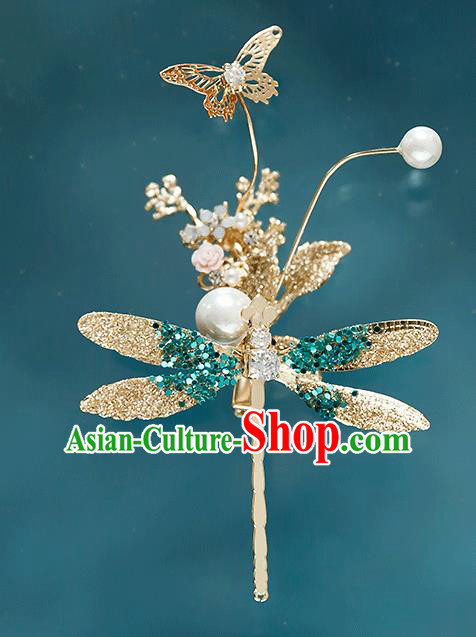 Top Grade Bride Green Crystal Dragonfly Hair Claw Wedding Hair Accessories for Women
