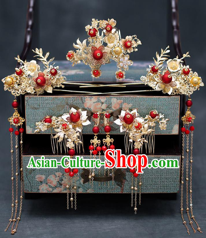 Chinese Traditional Goldfish Hair Combs Bride Handmade Hairpins Wedding Hair Accessories Complete Set for Women