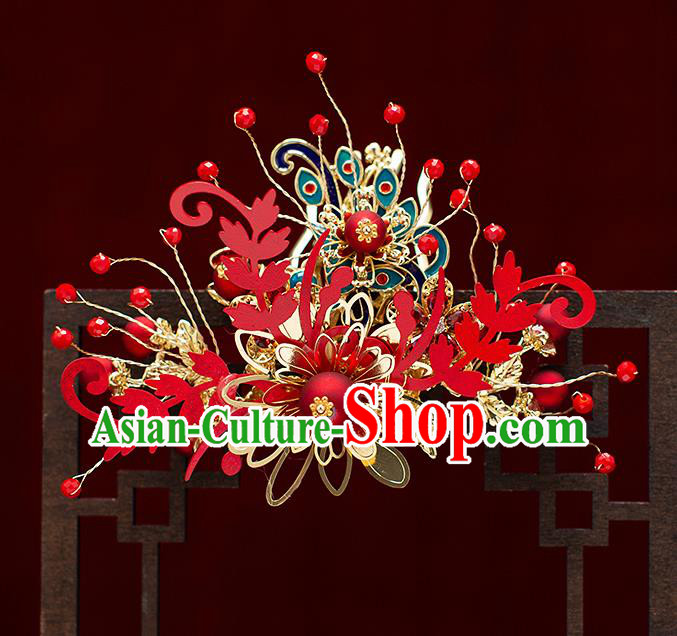 Top Chinese Traditional Wedding Hair Comb Bride Handmade Hairpins Hair Accessories Complete Set