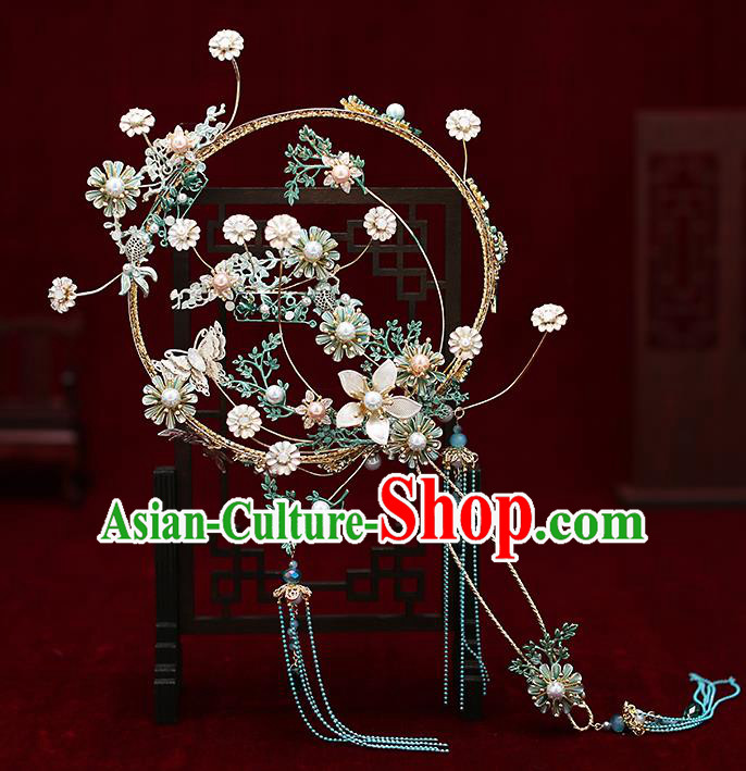 Chinese Traditional Wedding Prop Palace Fans Ancient Bride Round Fan for Men