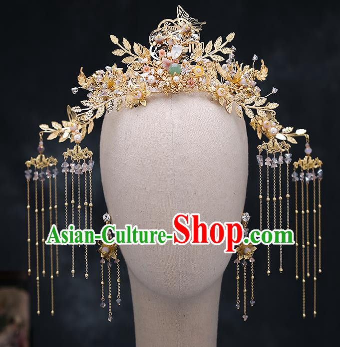 Top Chinese Traditional Wedding Bride Handmade Hairpins Hair Accessories Complete Set