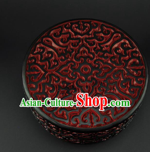 Traditional Chinese Handmade Lacquerware Carving Circular Box Craft