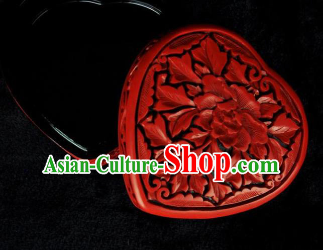 Traditional Chinese Handmade Lacquerware Carving Peony Box Craft Rouge Box