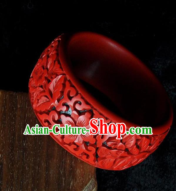 Traditional Chinese Handmade Bracelet Lacquerware Carving Bangle Craft