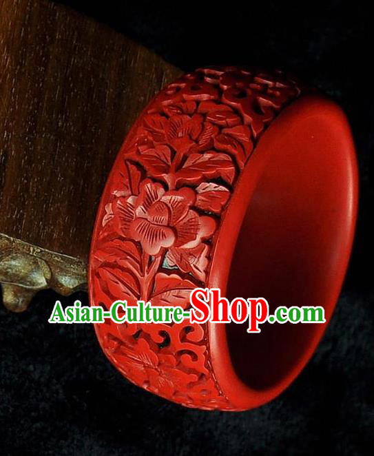 Traditional Chinese Handmade Bracelet Lacquerware Carving Bangle Craft