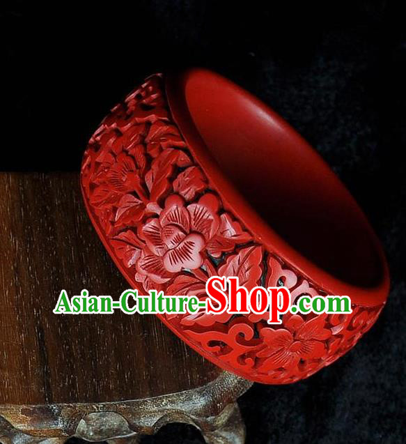 Traditional Chinese Handmade Bracelet Lacquerware Carving Bangle Craft