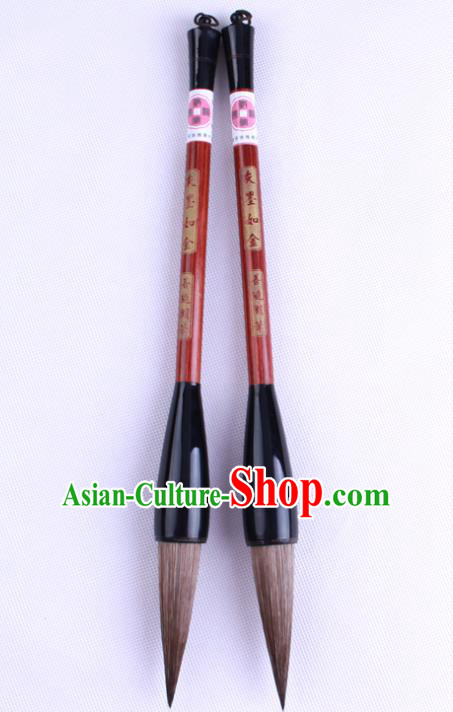 The Four Treasures of Study Bamboo Writing Brushes Chinese Calligraphy Grey Weasel Hair Brush Pen