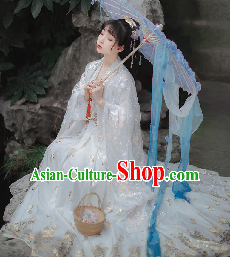 Chinese Traditional Tang Dynasty Princess Cloak Blouse and Skirt Ancient Hanfu Garment Costumes for Women