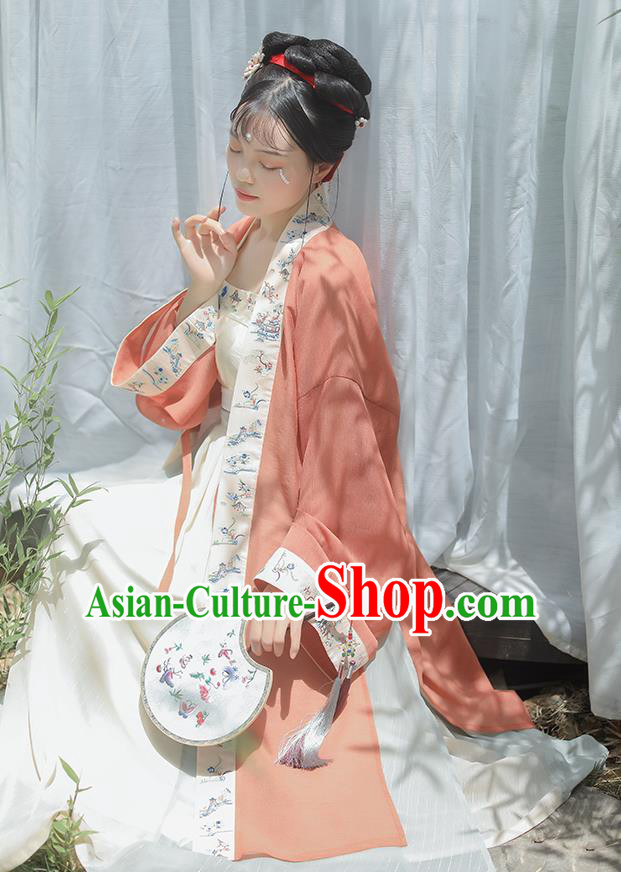 Chinese Ancient Imperial Consort Garment Song Dynasty Court Women Dress Traditional Hanfu Costumes BeiZi Top and Skirt Full Set
