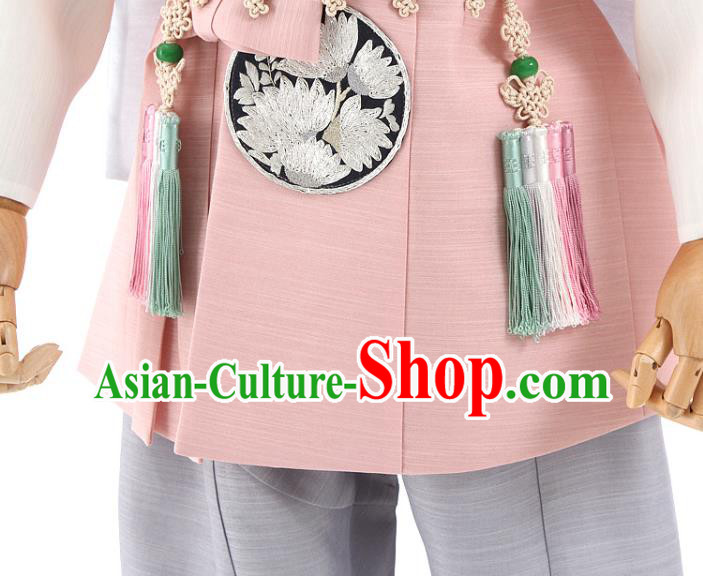 Asian Korea Children Birthday Fashion Korean Traditional Embroidered Pink Shirt and Pants Apparels Hanbok Costumes for Kids