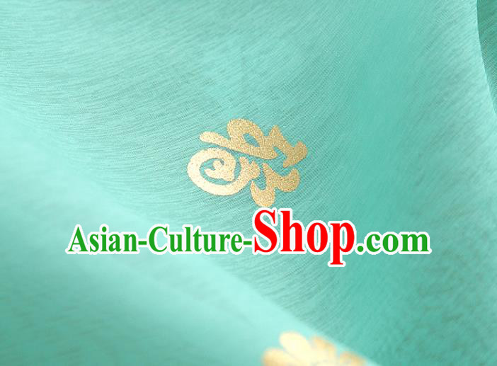 Asian Korea Traditional Longevity Chrysanthemum Pattern Green Silk Fabric Korean Fashion Material