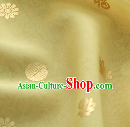 Asian Korea Traditional Longevity Chrysanthemum Pattern Yellow Silk Fabric Korean Fashion Material