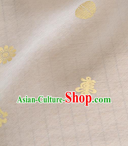 Asian Korea Traditional Longevity Chrysanthemum Pattern White Silk Fabric Korean Fashion Hanbok Material