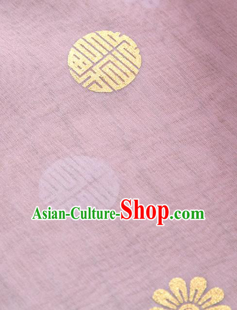 Asian Korea Traditional Longevity Chrysanthemum Pattern Pink Silk Fabric Korean Fashion Hanbok Material