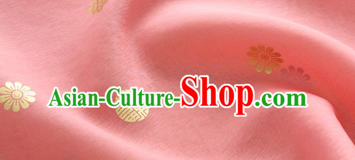 Asian Korea Traditional Longevity Chrysanthemum Pattern Peach Pink Silk Fabric Korean Fashion Hanbok Material