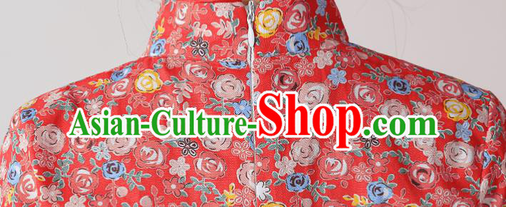 Chinese Traditional Tang Suit Red Qipao Dress Apparels Ancient Girl Costumes Stage Show Short Cheongsam for Kids