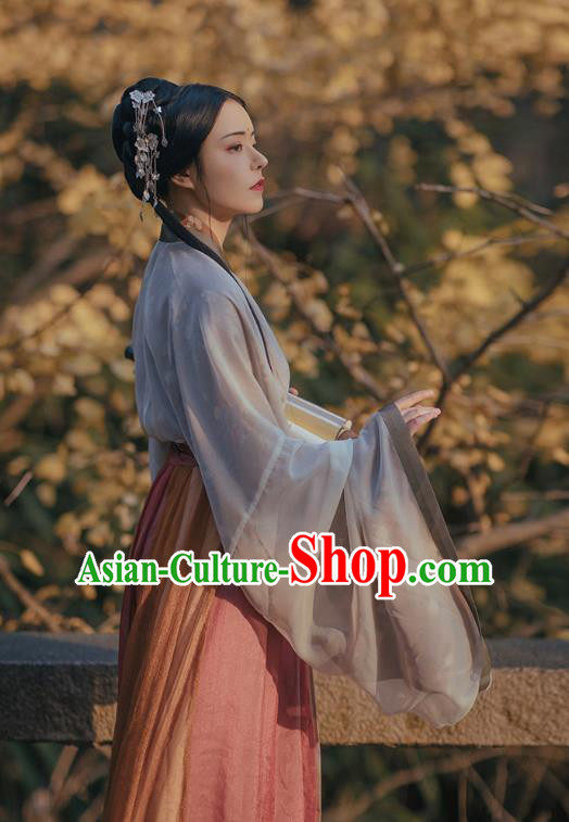Chinese Ancient Swordswoman Costumes Traditional Hanfu Dress Jin Dynasty Court Lady Apparels Complete Set