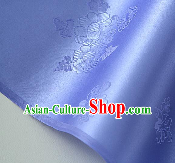 Traditional Korean Classical Roses Pattern Violet Satin Drapery Hanbok Material Asian Korea Fashion Silk Fabric