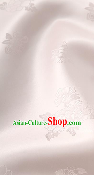 Traditional Korean Classical Roses Pattern Light Pink Satin Drapery Hanbok Material Asian Korea Fashion Silk Fabric