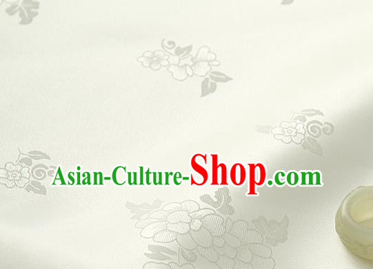 Traditional Korean Classical Roses Pattern Beige Satin Drapery Hanbok Material Asian Korea Fashion Silk Fabric