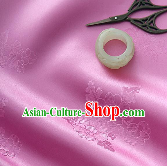 Traditional Korean Classical Roses Pattern Dusty Pink Satin Drapery Hanbok Material Asian Korea Fashion Silk Fabric