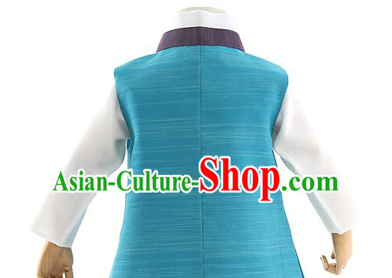 Asian Korea Kids Blue Vest Shirt and Pants Dress Korean Boys Birthday Fashion Traditional Hanbok Apparels Costumes