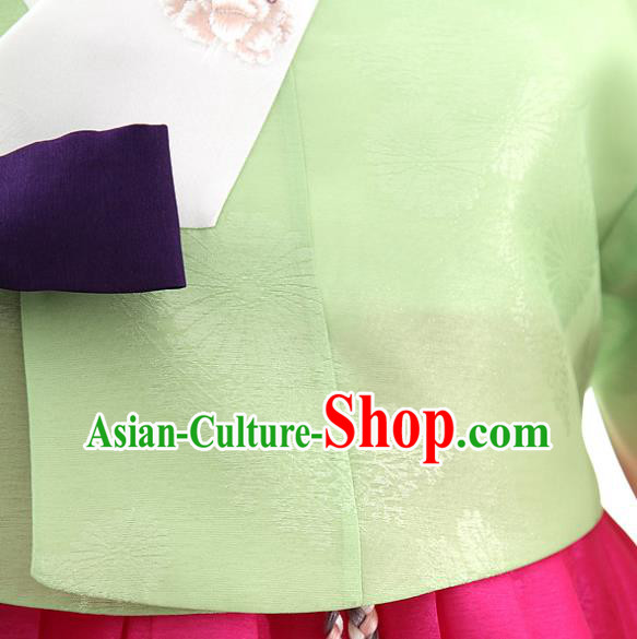 Korean Bride Green Blouse and Rosy Dress Korea Fashion Costumes Traditional Wedding Hanbok Festival Apparels for Women