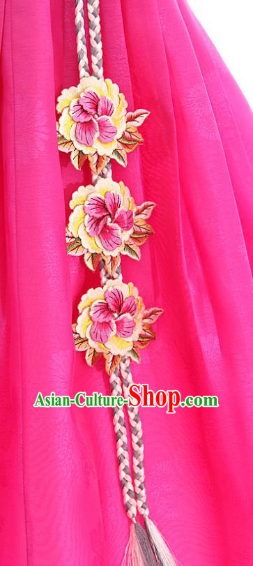Korean Bride Green Blouse and Rosy Dress Korea Fashion Costumes Traditional Wedding Hanbok Festival Apparels for Women