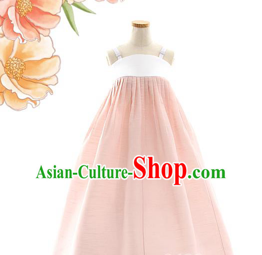 Korean Bride Grey Blouse and Light Pink Dress Korea Fashion Costumes Traditional Wedding Hanbok Festival Apparels for Women