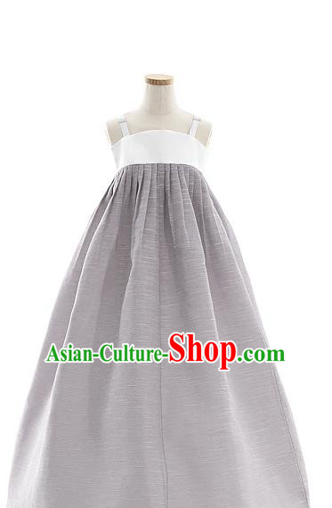 Korean Bride Mother Maroon Blouse and Grey Dress Korea Fashion Costumes Traditional Hanbok Festival Apparels for Women
