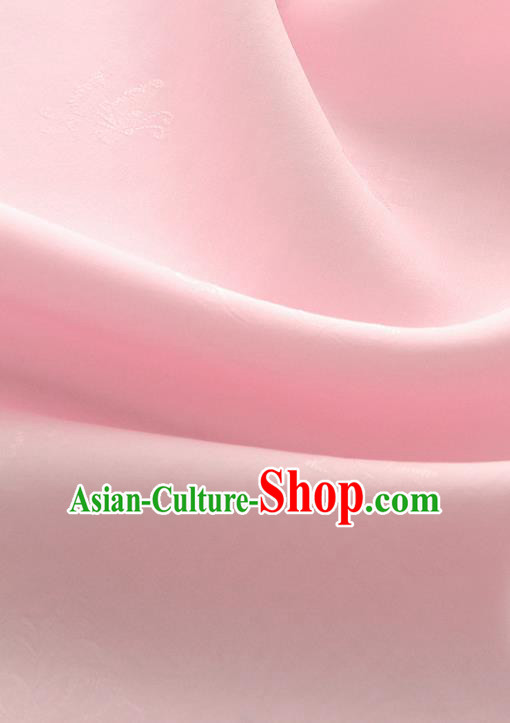Asian Korea Classical Campsis Grandiflora Pattern Light Pink Silk Fabric Korean Fashion Drapery Traditional Hanbok Material
