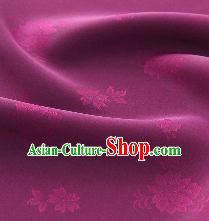 Asian Korea Classical Campsis Grandiflora Pattern Amaranth Silk Fabric Korean Fashion Drapery Traditional Hanbok Material