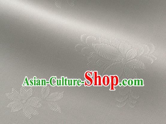Asian Korea Classical Campsis Grandiflora Pattern Light Gray Silk Fabric Korean Fashion Drapery Traditional Hanbok Material