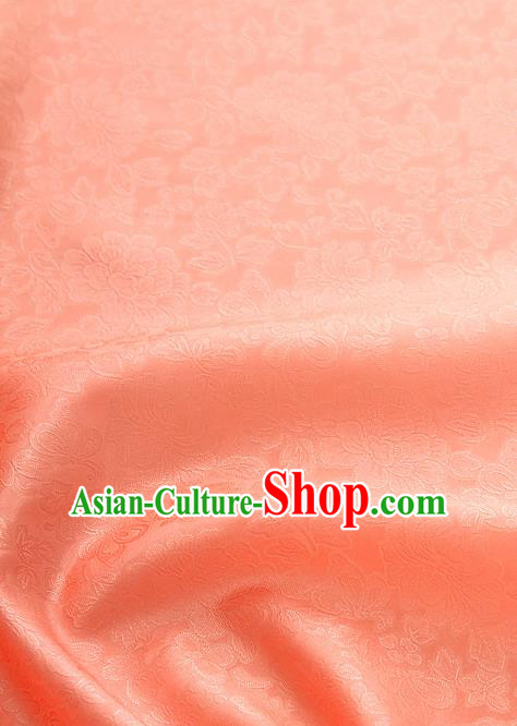 Traditional Korean Fashion Orange Gauze Drapery Hanbok Material Asian Korea Classical Flowers Pattern Silk Fabric