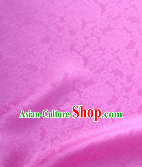 Traditional Korean Fashion Deep Pink Gauze Drapery Hanbok Material Asian Korea Classical Flowers Pattern Silk Fabric