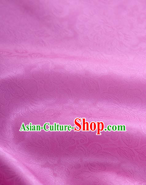 Traditional Korean Fashion Deep Pink Gauze Drapery Hanbok Material Asian Korea Classical Flowers Pattern Silk Fabric