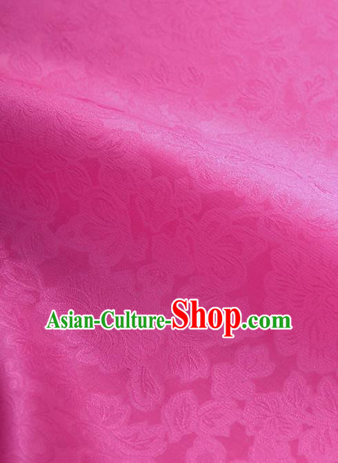 Traditional Korean Fashion Magenta Gauze Drapery Hanbok Material Asian Korea Classical Flowers Pattern Silk Fabric