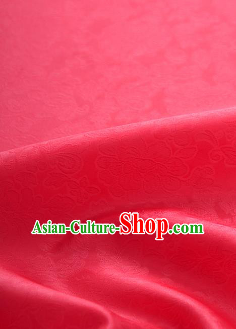 Traditional Korean Fashion Red Gauze Drapery Hanbok Material Asian Korea Classical Flowers Pattern Silk Fabric